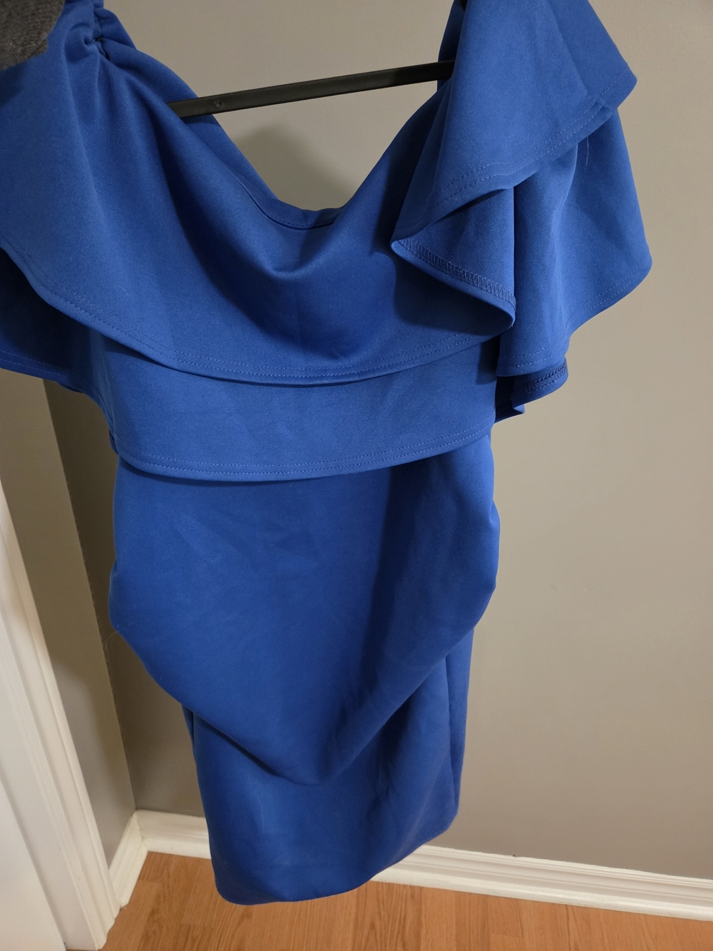 ASOS Royal Blue Off Shoulder Ruffle Dress